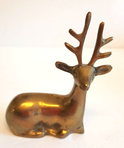 New ListingVintage Brass Deer Reindeer Lying Down 3.75