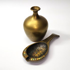 Vintage DAYAGI Art Deco Brass Ashtray Spoon Rest And Brass Jug - Made In Israel