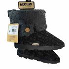 Muk Luks Womens Slipper Knit Boots Size 7 Black Shoes Cuff Up Or Down