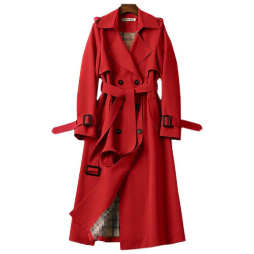 Trench Coat Woman Double Breasted Mid Long Women Trench Coat Overcoat