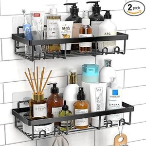 Shower Caddy Shelf Organizer Rack, Self Adhesive Black Bathroom Shelves Basket,