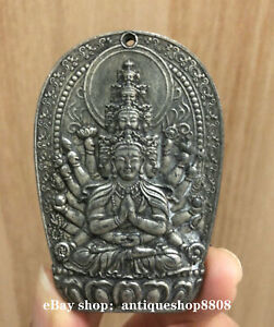 Chinese Miao Silver 1000 Arms Avalokiteshvara of Goddess Guan Yin Pendant