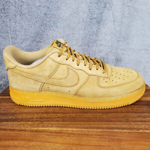 Nike Air Force 1 Shoes Men's 13 Flax Wheat Brown Suede Lace Up Athletic Sneakers