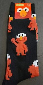 NEW Sesame Street black Elmo Socks crews 10-13 1 pair Mens high point FAST SHIP!
