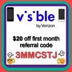 Visible (by Verizon) Code 3MMCSTJ ~ $20 off referral code, first month