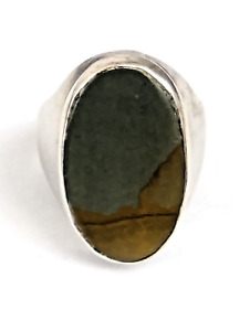 Handmade Old Pawn Sterling Silver Sz. 9.5 Mens Ring Picture Jasper 14.5 grams