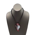 Silver Tone Black Bead And Multicolored Murano Lampwork Glass Pendant Necklace