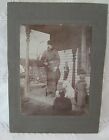 Vintage Cabinet Card Small Photo-Hunter With Gun and Dog on Porch