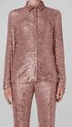 $1590 Akris Punto Women's Pink Sequined Button-Front Blouse Top Size 14