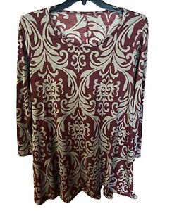 Women’s Burgundy Tunic In 2X. Boutique Clothing Flowy  USA Seller