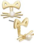 $48 Kate Spade   gold tone OUT West CAT  jacket earrings  J58