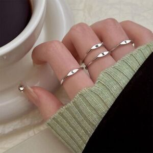 Fashion 925 Silver 26 A-Z Initial Letters Open Ring Adjustable Gift For Women