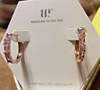 Bomb Party  Dreaming of Adventure Rose Quartz CZ Rose Gold Plated Earrings Hoops