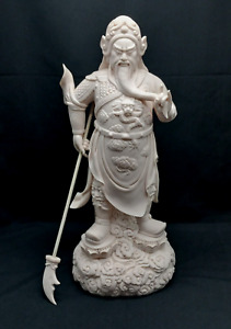 Dehua Guan Gong Yu Warrior Dragon White Porcelain Statue 16 1/4