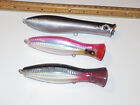 Lot of 3 Unknown Yozuri Style Bull Topwater Large Lures Pink Black Lures