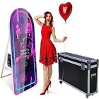 Portable Mirror Photo Booth w/Touch Scree for Camera +RGB Light Ring&Flight Case
