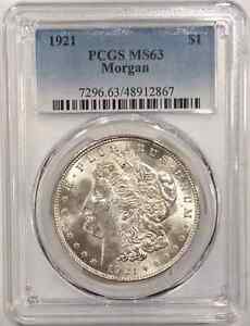 1921 Morgan Silver Dollar - PCGS MS63