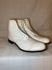 STACY ADAMS White Leather Mens Dress Boots Size 13D Lace Up 00015-100 Worn Once