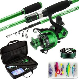 Telescoping Fishing Combo W/ Rod & Reel Collapsible Portable Travel Kit W/ Bag