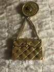 Authentic Chanel Vintage Classic Flap Bag Gold Tone Brooch Pin 1960’s