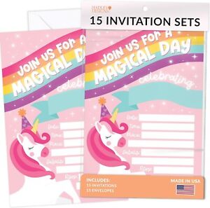 15 Unicorn Birthday Invitations Girl - Unicorn Birthday Party Invitations For...