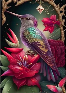 New Listing5D Colorful Bird Diamond Art Painting Kits for Adults,Hummingbird,Flower Diamond