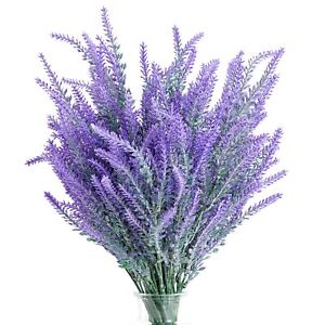 12 Bundles Artificial Lavender Flowers for Faux Bouquets, Fake Wild Stems, 14x2