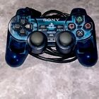 Sony PlayStation 2 PS2 Blue Clear Controller DualShock OEM SCPH-10010 Tested