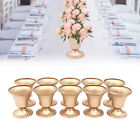 New Listing10 Pcs Trumpet Gold Metal Vases Wedding Party Centerpieces Retro Decor Vase