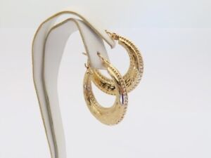 Large 14k Solid Gold Hoops Earrings Pierced Hinged Hoop E060