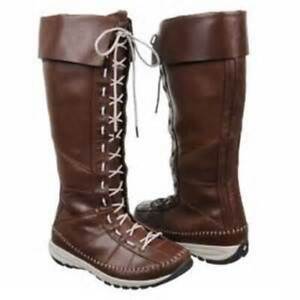 COLUMBIA SPORTSWEAR BOOTS WINTER TRANSIT TOBACCO LEATHER STITCHED TALL LACE UP 6