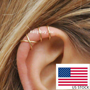 1 Pair REAL S925 Sterling Silver Ear Cuff Earring Cartilage No Pierce Minimalist