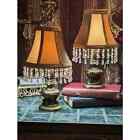 Pair of Vintage Solid Brass Mini Accent Lamps with Beaded Shades