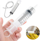 Large 100ml Plastic Syringe W/ 80cm Clear Tube Measuring Nutrient Tool Reusable