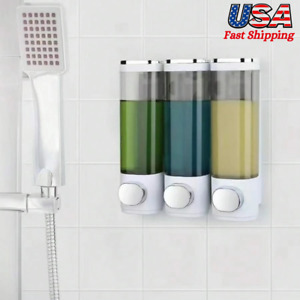 3pcs Wall-Mounted Soap Dispenser 300ml Shampoo & Shower Gel Lotion Container USA
