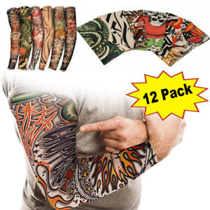 12 PCS UV Sun Protection Tattoo Cooling Arm Sleeves Cover Basketball Golf Sport