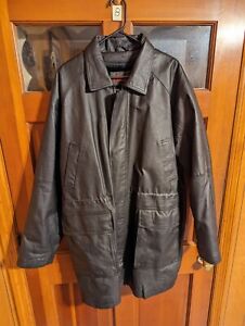 Vintage Leather Trench Coat Full Length Jacket XL Phase 2 Tall Matrix Shaft
