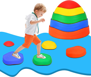 Balance Stepping Stones for Kids, 11 Pcs Non-Slip Textured Surface and Rubber Ed