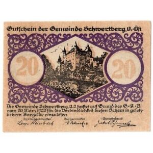 1920 Austria Notgeld Municipality of Schwertberg 20 Heller Note (K246)