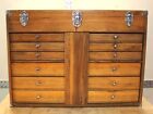 Wooden 10 Drawer Machinist Tool Box With Keys Chest Cabinet Oak Hardwood
