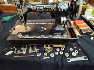 Vintage White Rotary Electric Sewing Machine Portable With Case Antique