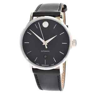 MOVADO Swiss Museum Classic Black Dial Men's Leather Strap AUTOMATIC Date Watch