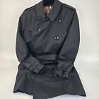 Burberry Kensington Men's Black Cotton Short Trench Coat New