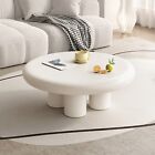 GUYII Round Coffee Table Cream White Nesting Table Simple Modern For Living Room