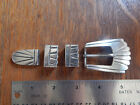 Taxco Mexico Sterling Silver Ranger Belt Buckle Set 4 Pieces
