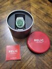 Relic Digital Analog Green Dial Round Silver Tone Case Stainless Steel Band Watc