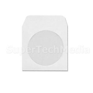 1000 White Paper CD DVD R Disc Sleeve Envelope with Window & Flap Economy Weight