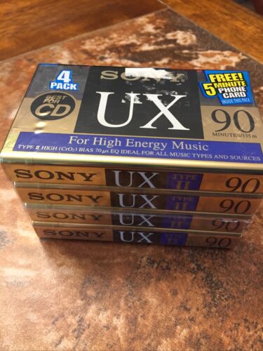 New ListingSony UX 90 Blank Cassette Tapes Type II High Bias 4pk Sealed New!