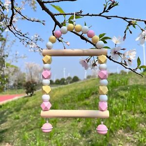 Bird toy swing colorful solid wood double pole arch swing