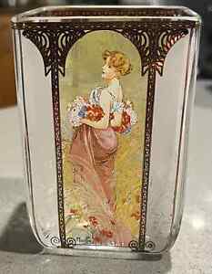 Goebel - Glass Vase / Tea Light - Alphonse Mucha - Summer - Height 10cm